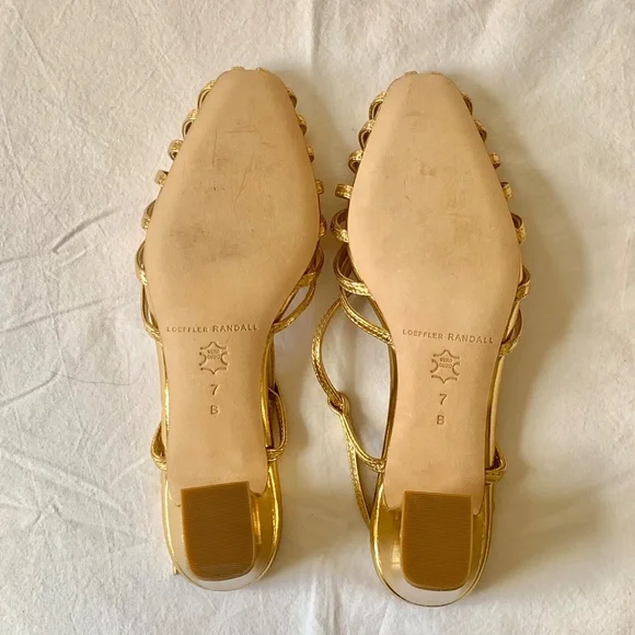 Loeffler Randall Priscilla Leather Heels Gold 7 - Picture 13 of 13